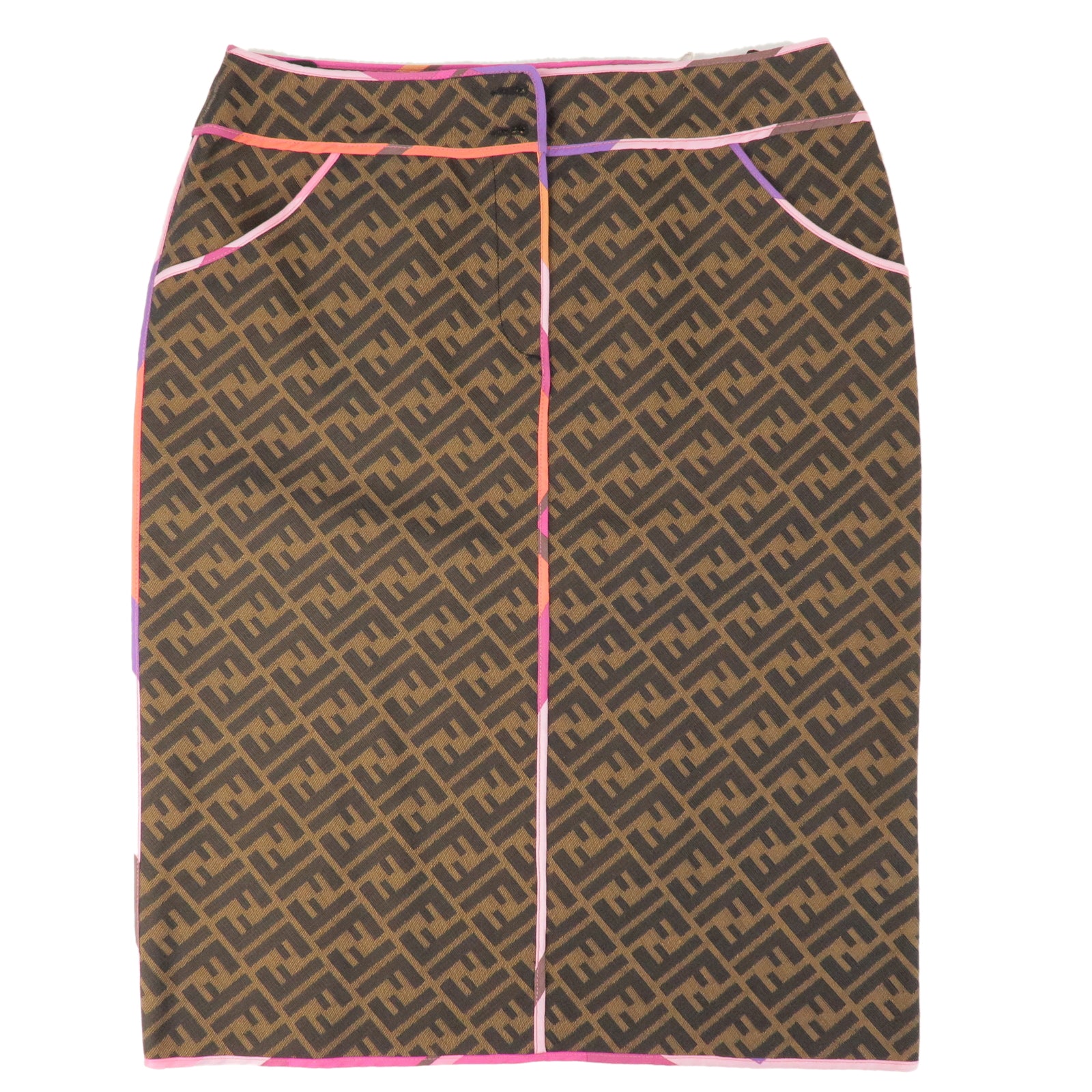 FENDI-Zucca-Tight-Skirt-Size-30-Khaki-Black-Multicolored