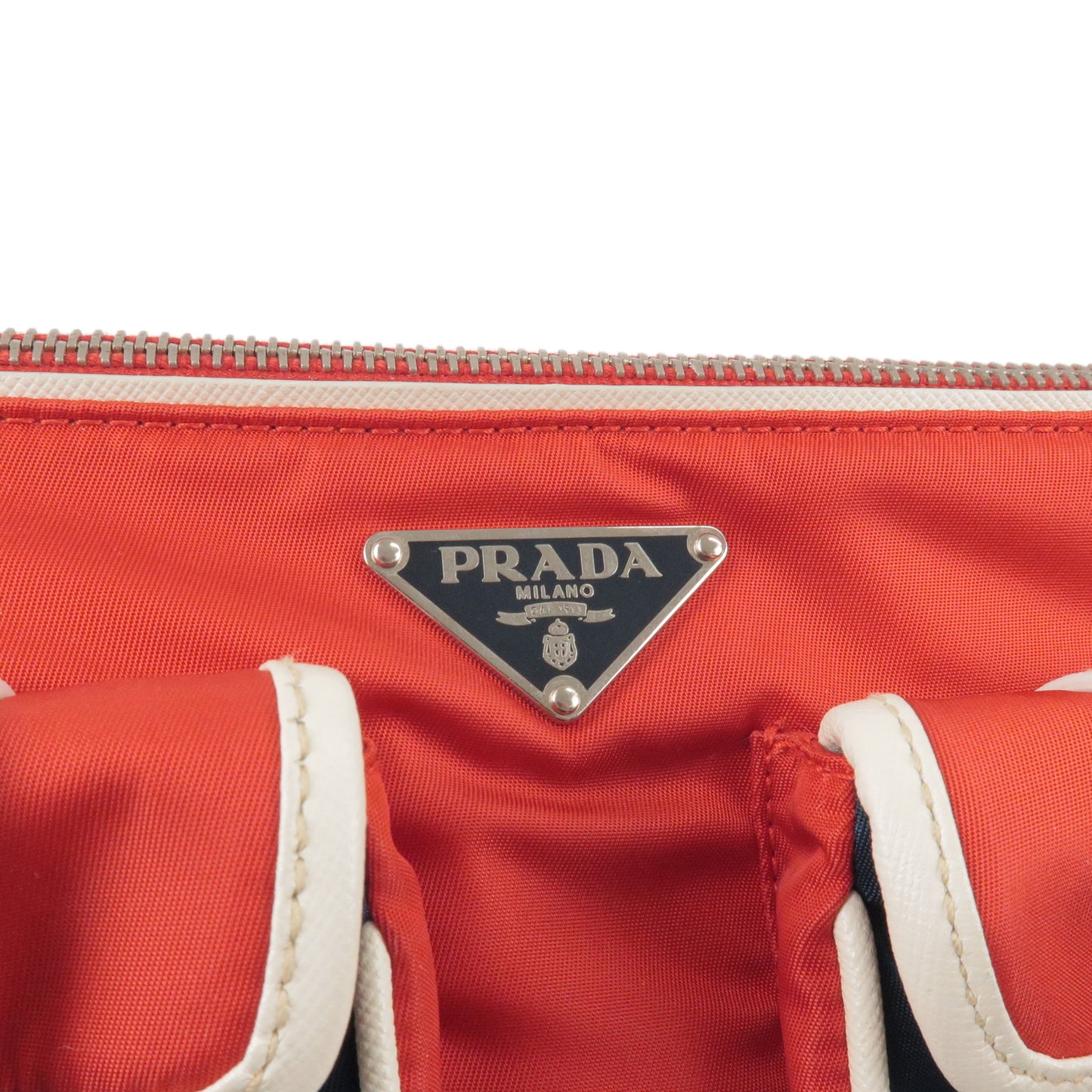 PRADA Logo Nylon Canvas Shoulder Bag Red Blue White BR2731