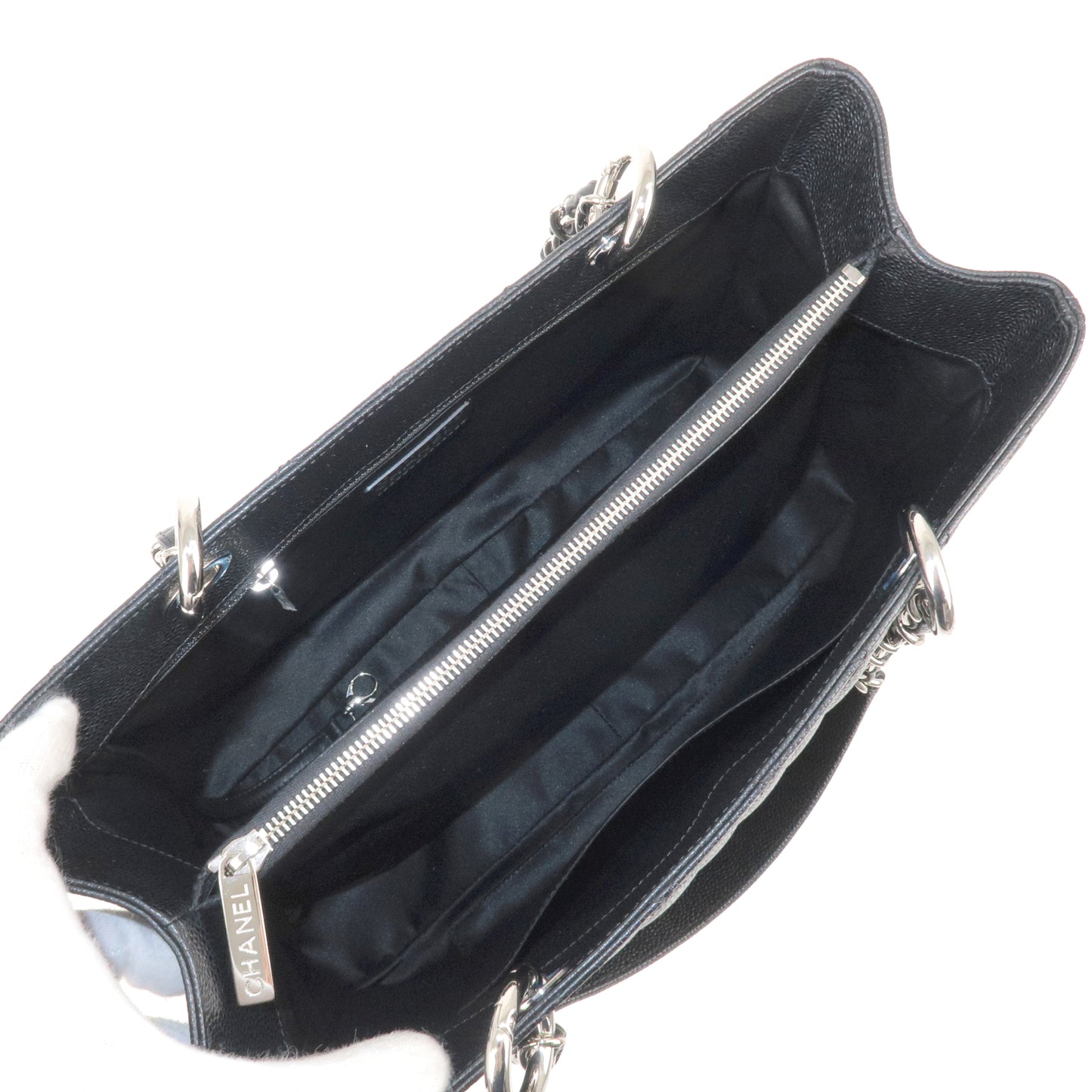 CHANEL Matelasse Caviar Skin GST Chain Tote Bag Black SHW A50995