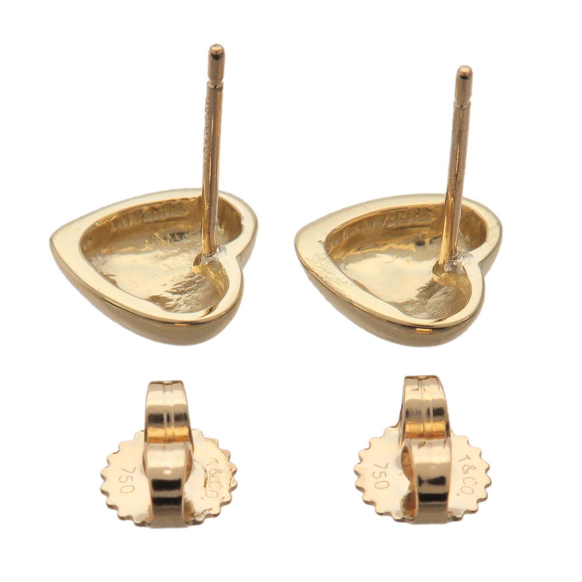 Tiffany&Co. Heart Motif Earrings K18YG 750YG Yellow Gold