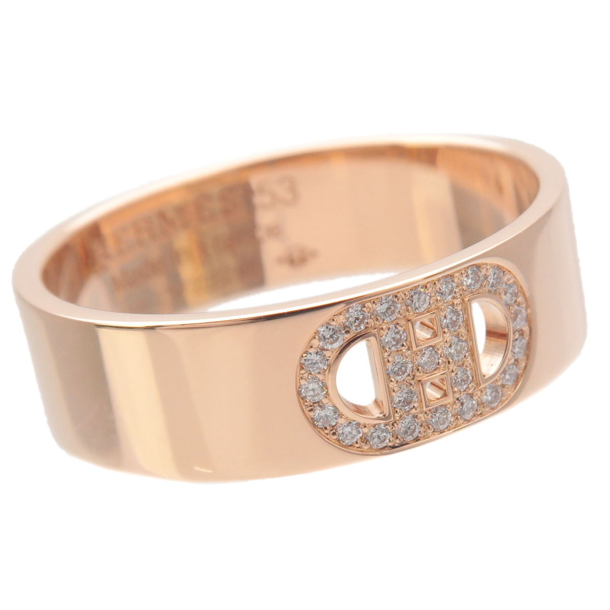 HERMES H Dunkle Diamond Ring K18PG Rose Gold #53 US6.5 EU53