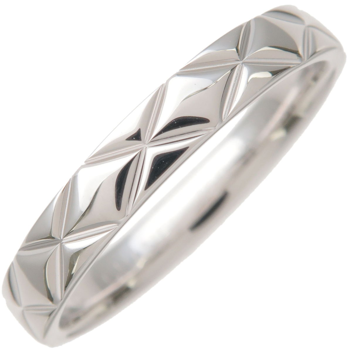 CHANEL-Matelasse-Ring-Medium-K18-750-White-Gold-#60-US9-9.5-EU60.5