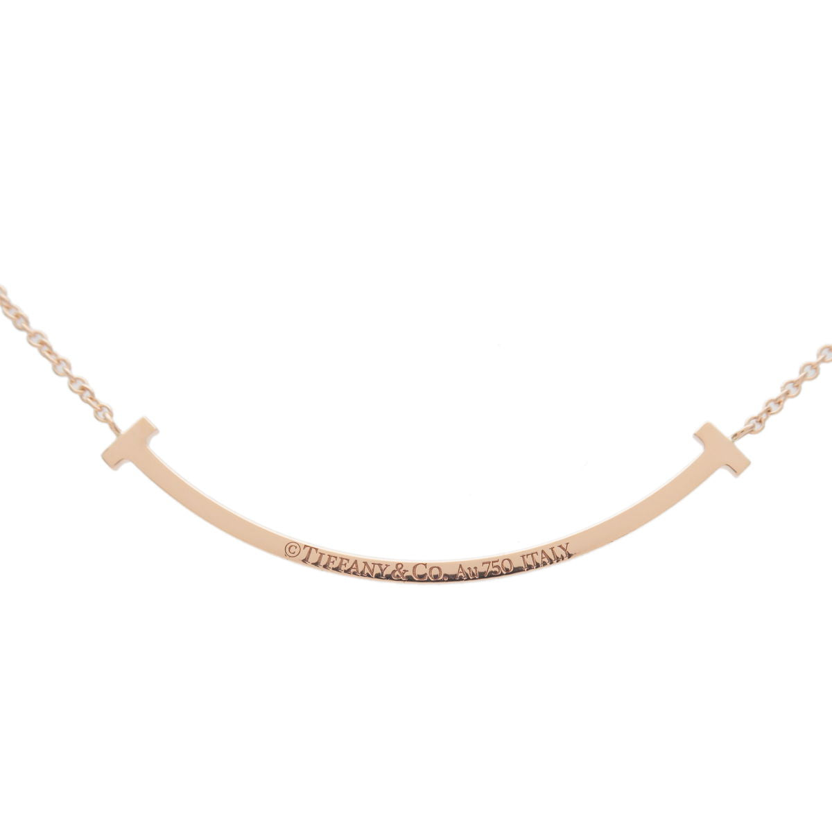Tiffany&Co. T Smile Small Diamond Necklace K18PG Rose Gold