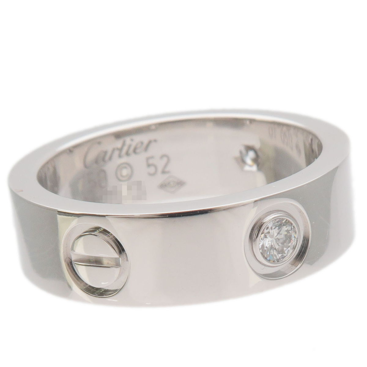 Cartier Love Ring Half Diamond K18WG 750WG White Gold #52 US6-6.5