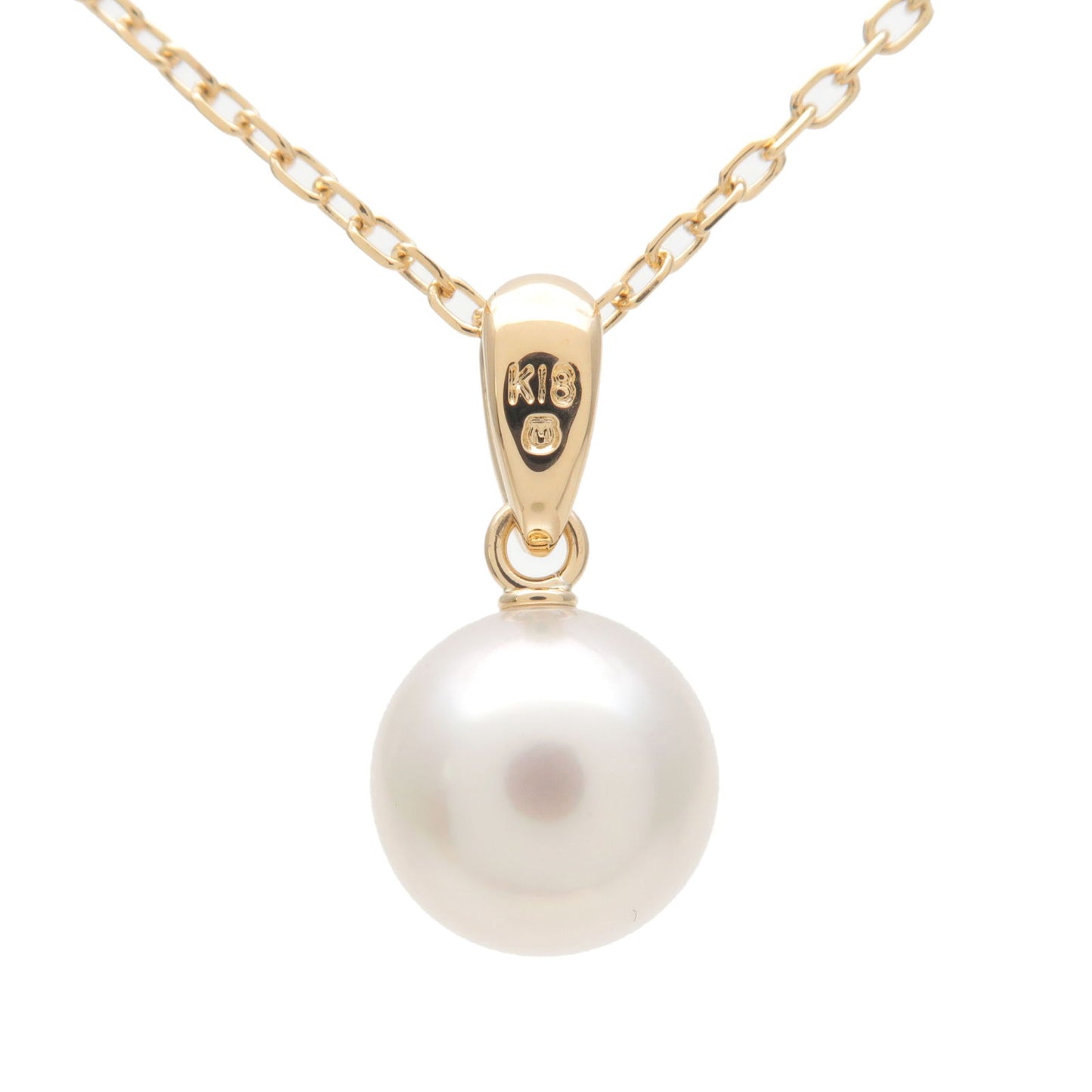 MIKIMOTO Pearl Necklace Pendant 8.0mm K18YG 750YG Yellow Gold