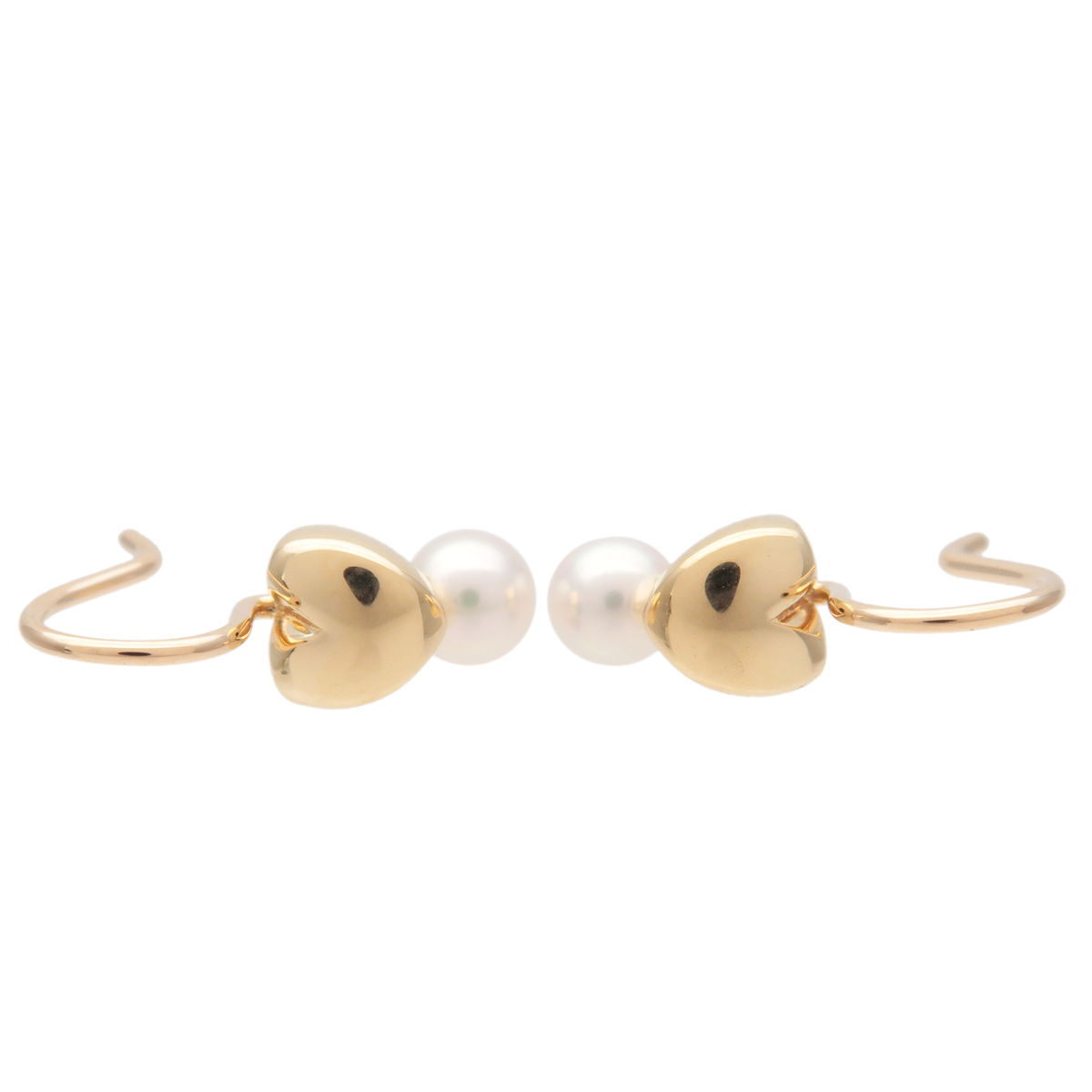MIKIMOTO-Heart-Motif-Pearl-Earrings-K18YG-750YG-Yellow-Gold