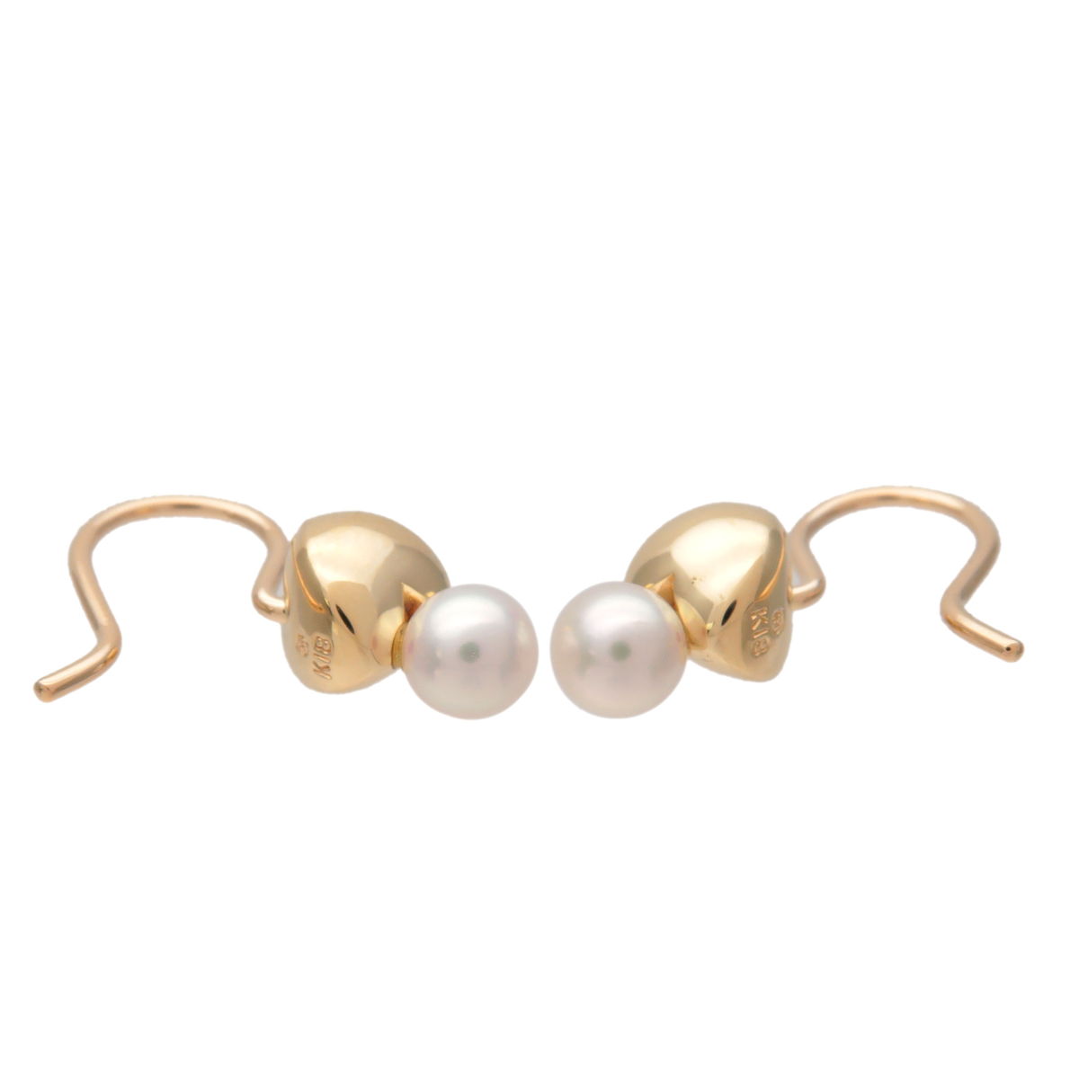 MIKIMOTO Heart Motif Pearl Earrings K18YG 750YG Yellow Gold