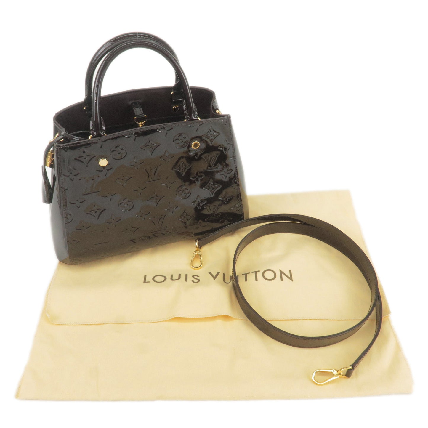 Louis Vuitton Monogram Vernis Montaigne BB HandBag Amarante M50403