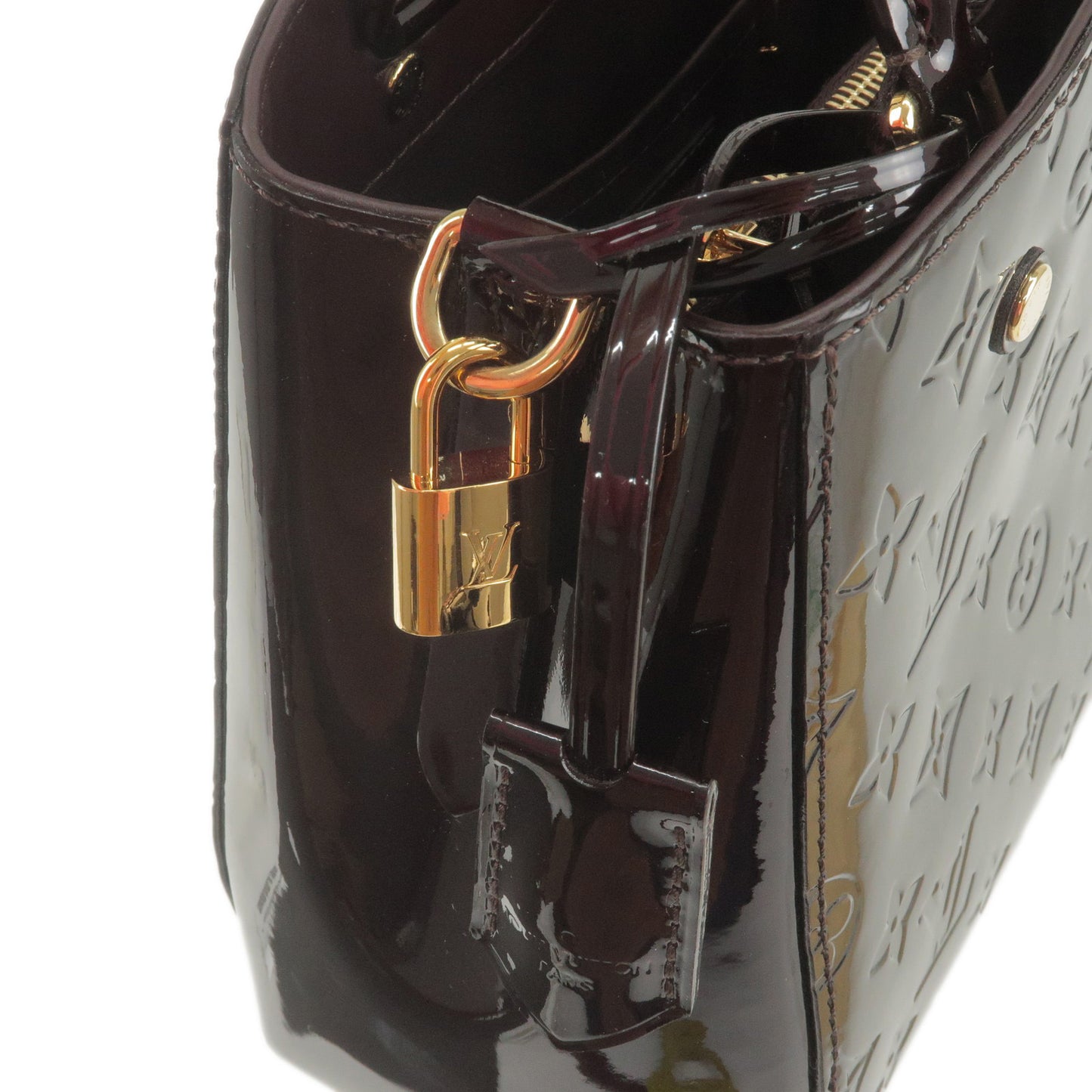Louis Vuitton Monogram Vernis Montaigne BB HandBag Amarante M50403