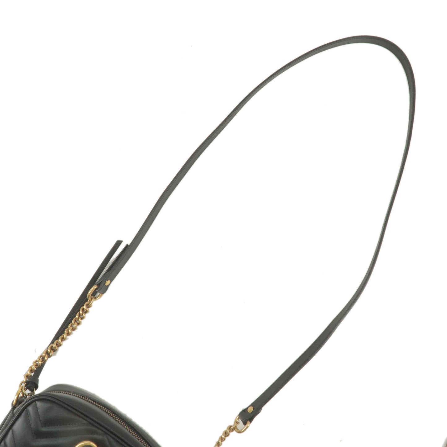 GUCCI GG Marmont Leather Chain Shouder Bag Black 448065