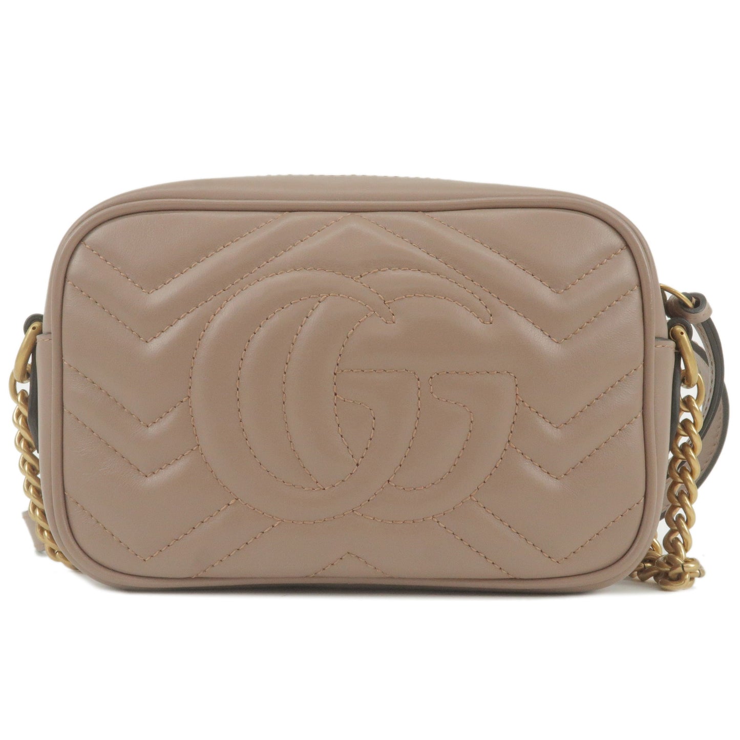 GUCCI GG Marmont Leather Chain Shoulder Bag Beige 448065