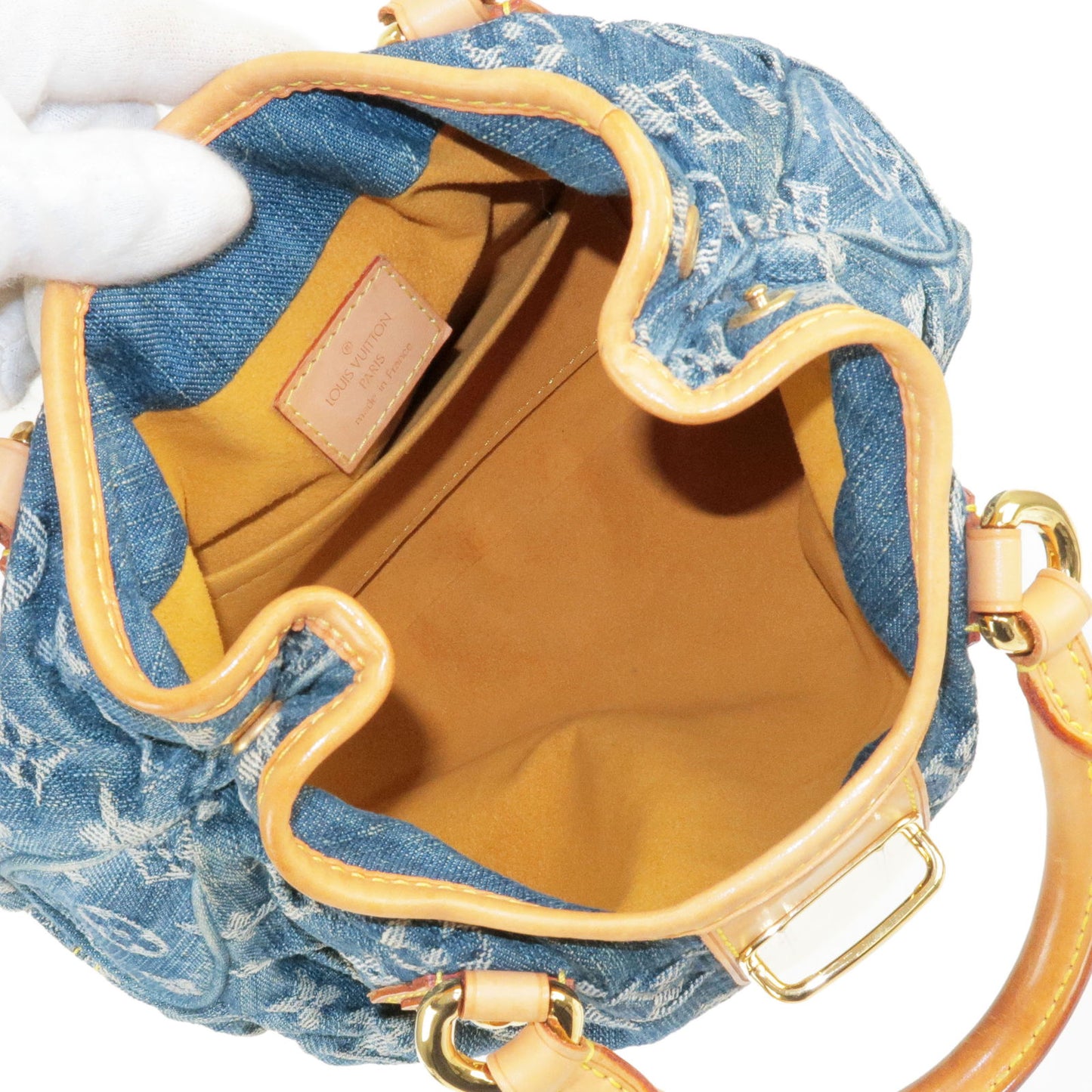 Louis Vuitton Monogram Denim Pleaty Hand Bag Blue M95020