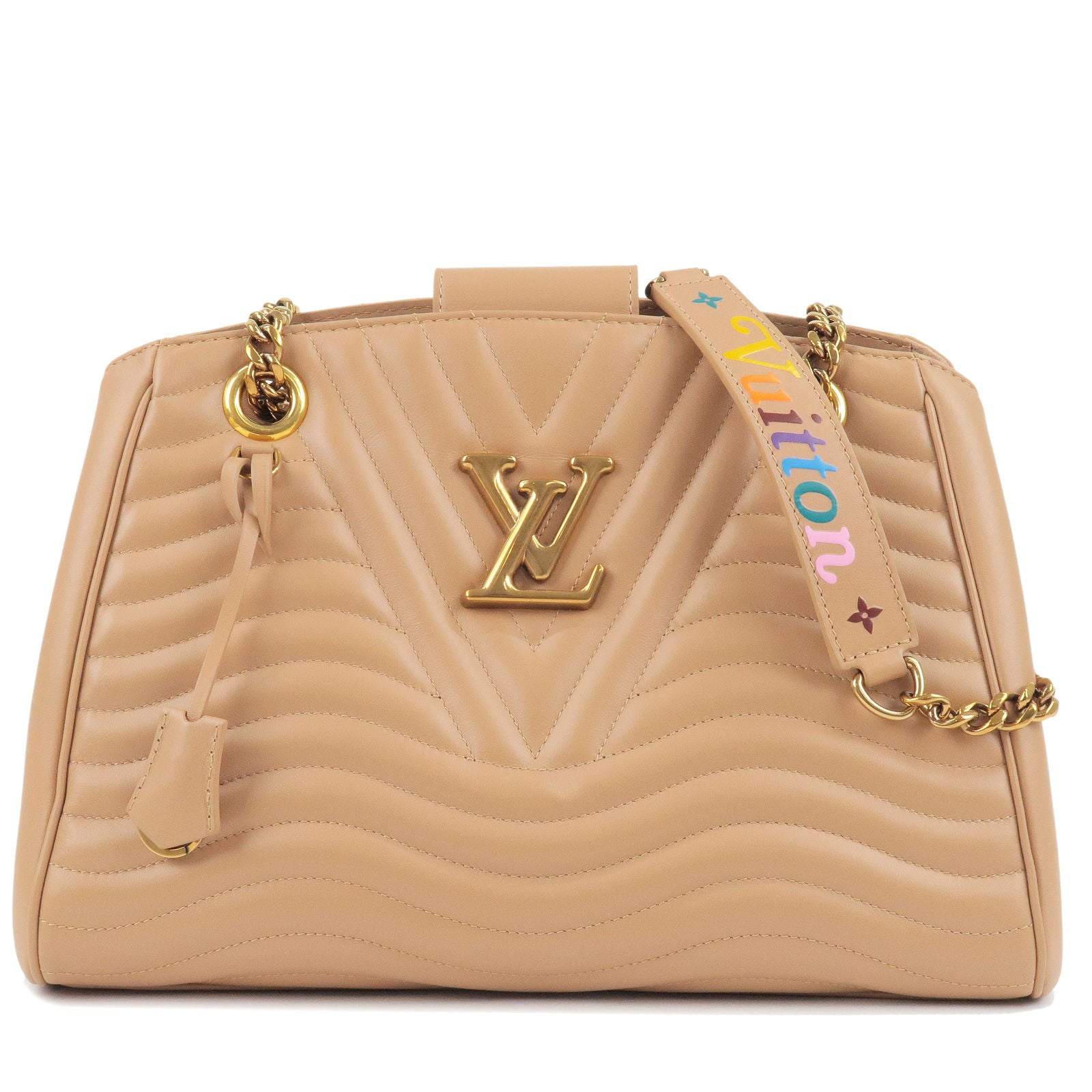 Louis-Vuitton-Wave-Chain-Tote-Bag-Shoulder-Bag-Beige-M53900