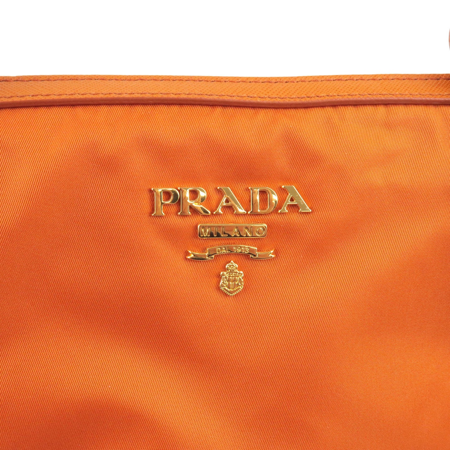 PRADA Logo Nylon Leather 2Way Bag Hand Bag Orange