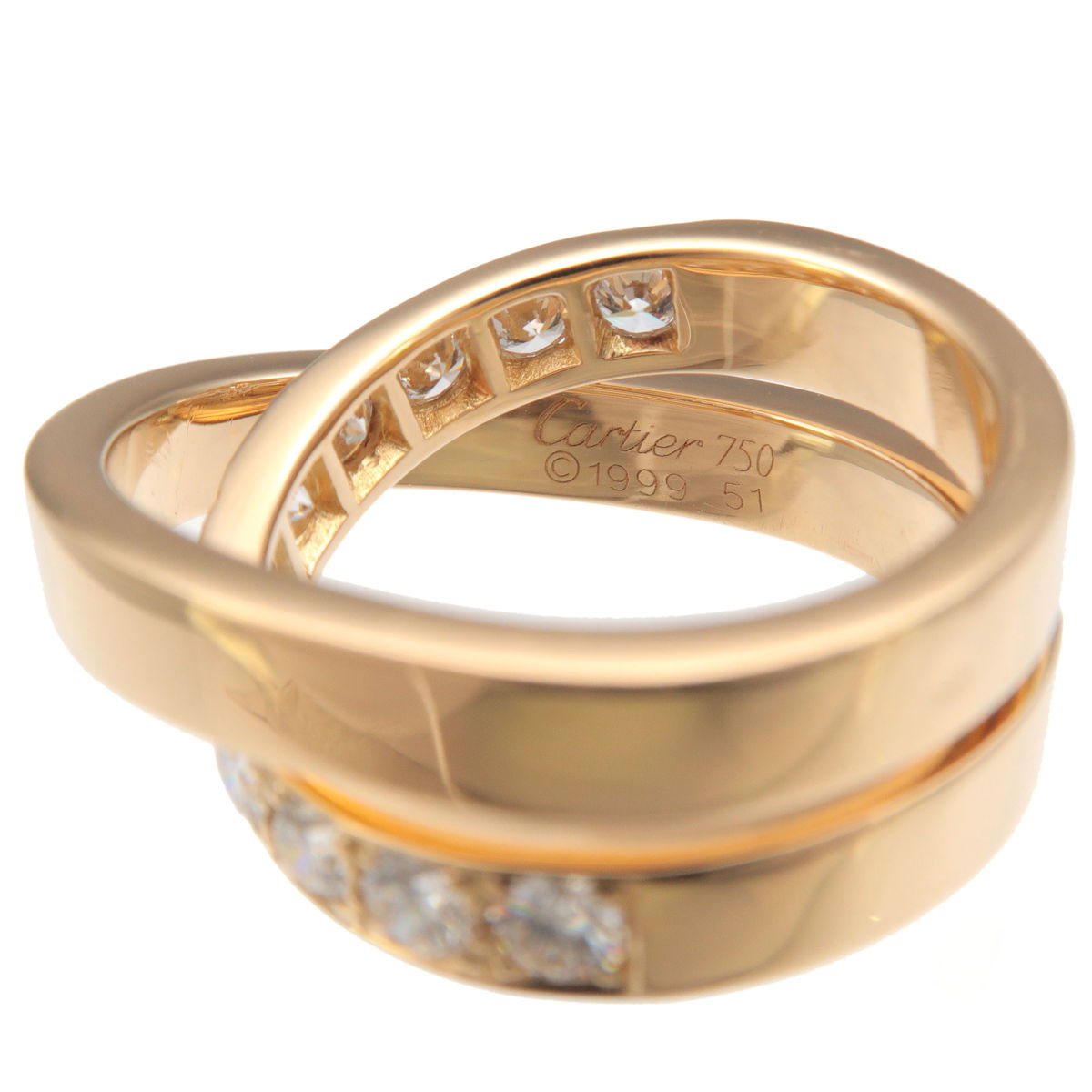 Cartier Paris Ring Half Diamond K18 750YG #51 US5.5-6 EU51