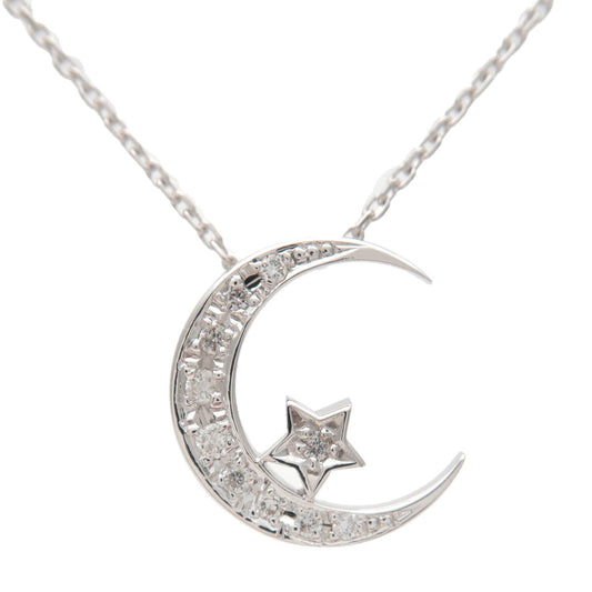 VENDOME-AOYAMA-Crescent-Moon-Motif-Diamond-Necklace-K18-750WG