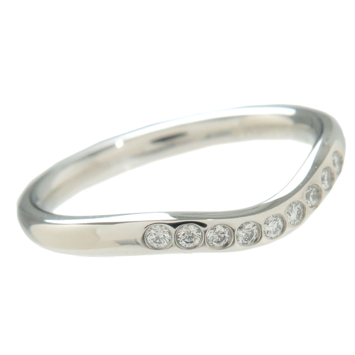 Tiffany&Co. Curved Band Ring 9P Diamond Platinum US4-4.5 EU47