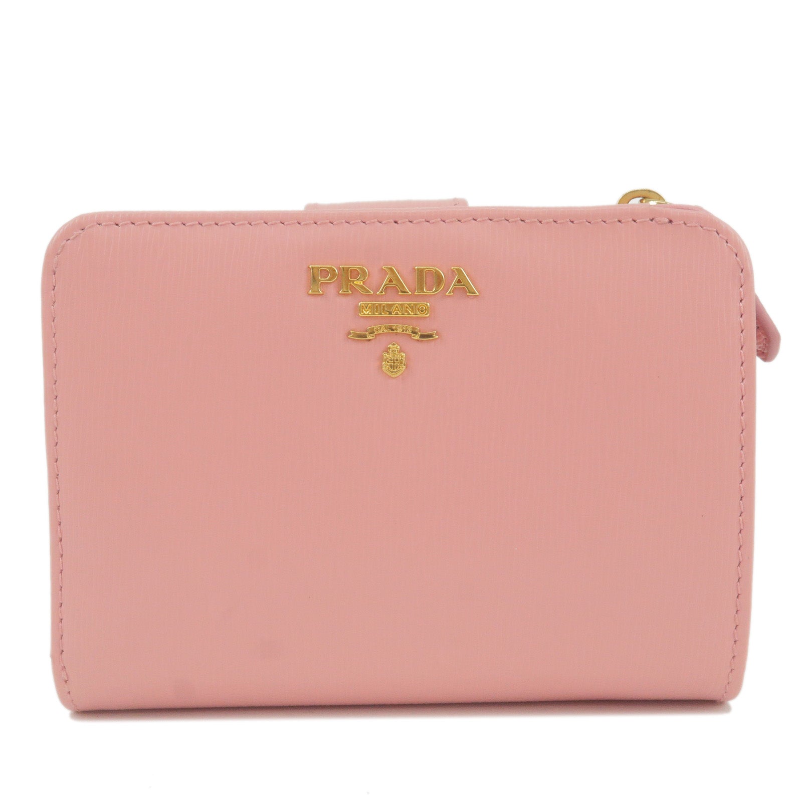 PRADA-Logo-Leather-Bi-Fold-Zippy-Small-Wallet-Pink-1ML018