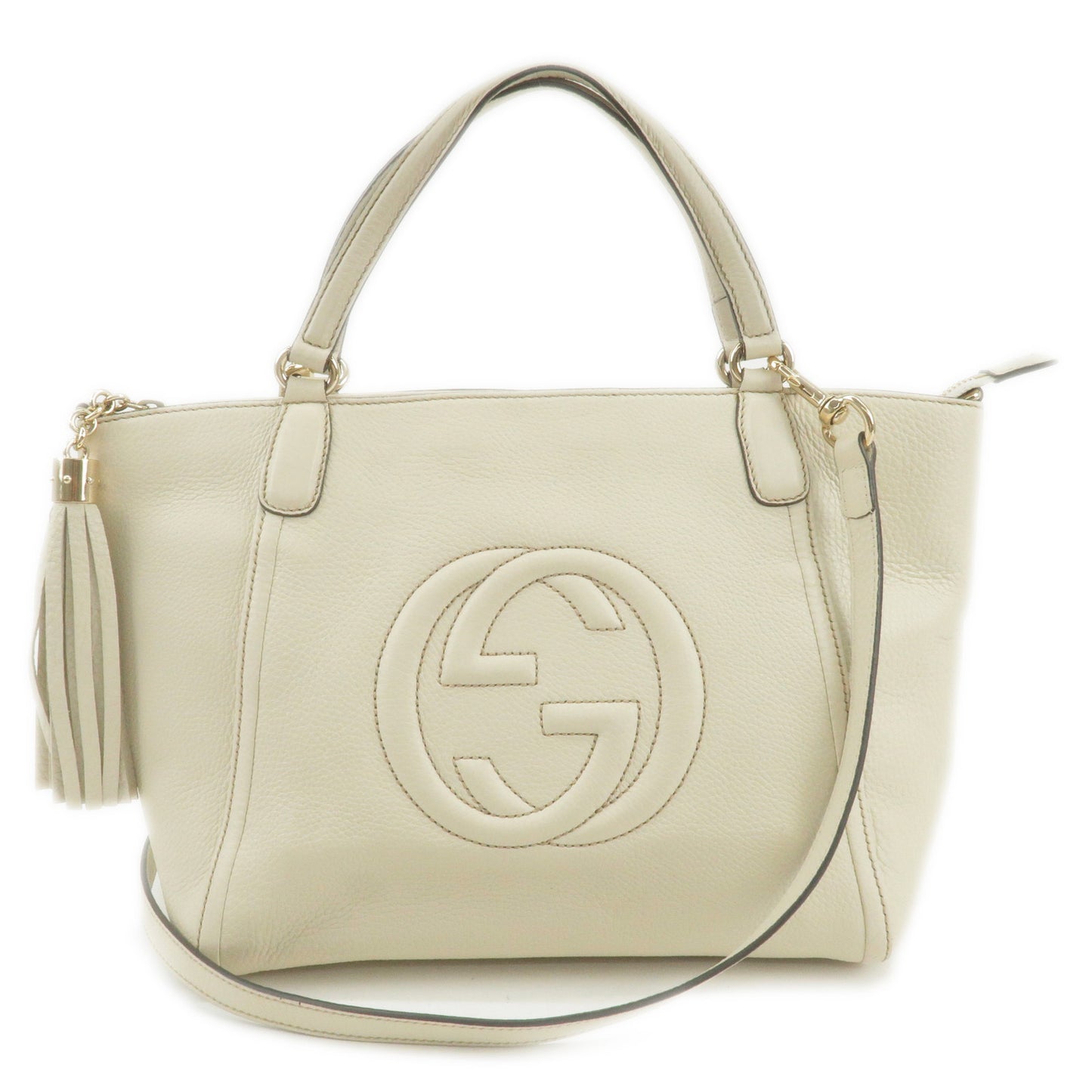 GUCCI-SOHO-Leather-2-Way-Hand-Bag-Shoulder-Bag-Ivory-369176