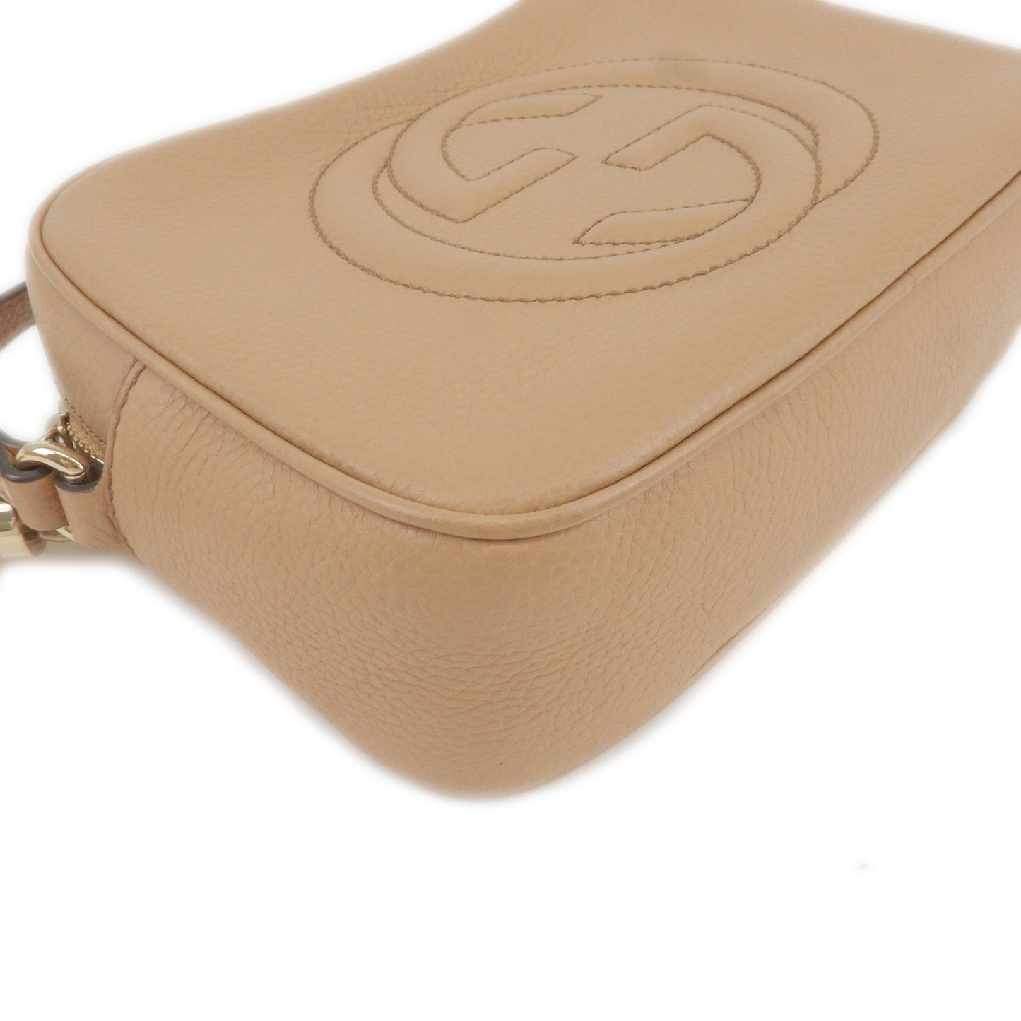 GUCCI SOHO Small Disco Leather Shoulder Bag Beige 308364