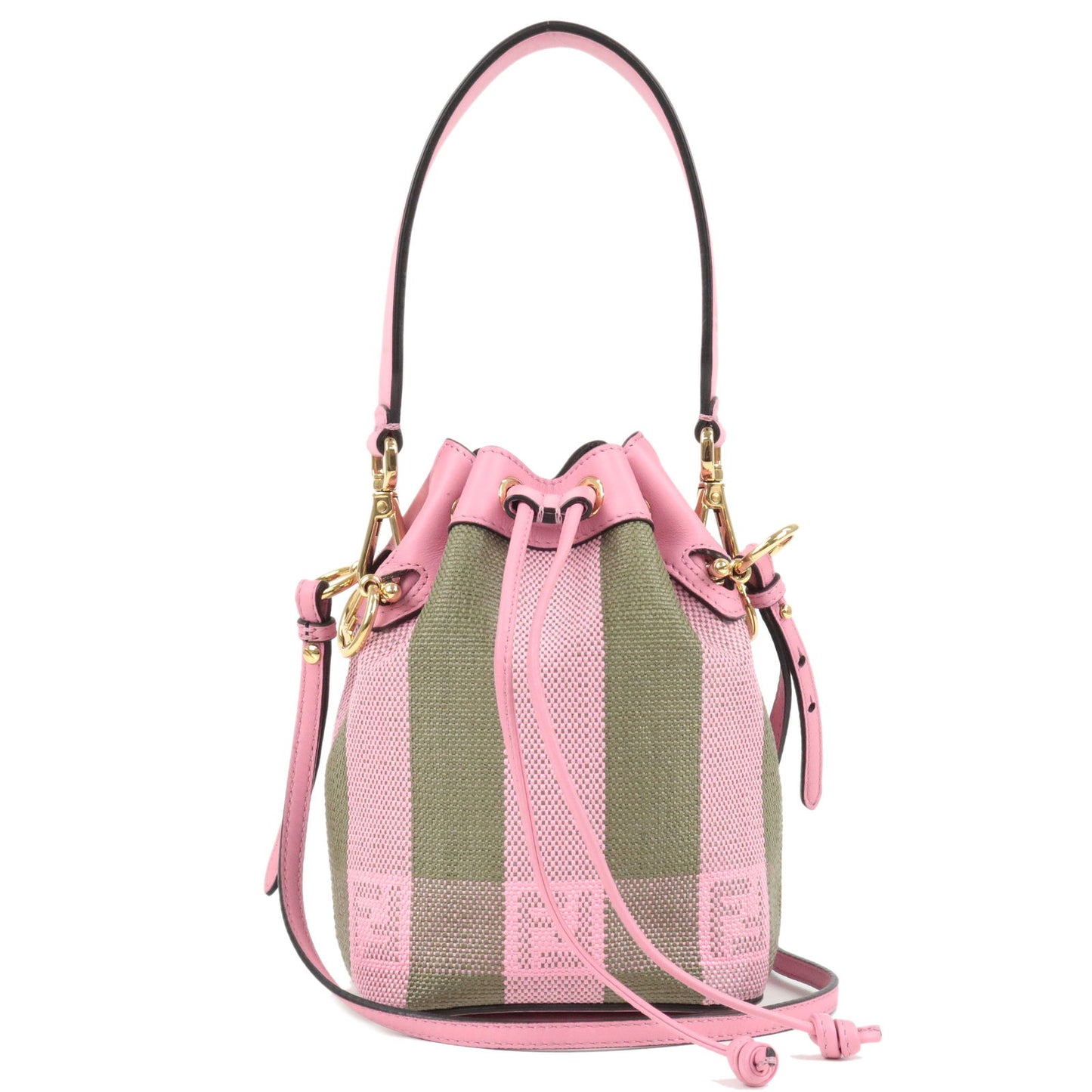 FENDI-Pequin-Raffia-Leather-Montresor-Mini-Bag-Pink-8BS010