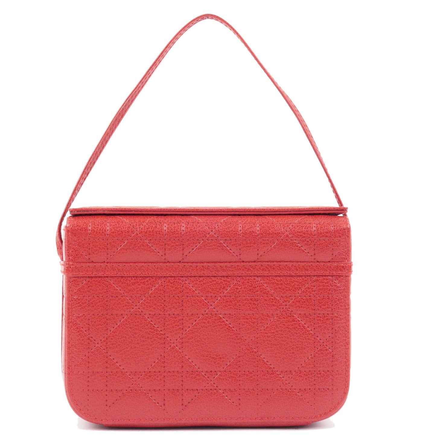 Christian Dior Cannage Leather Vanity Bag Mini Hand Bag Red