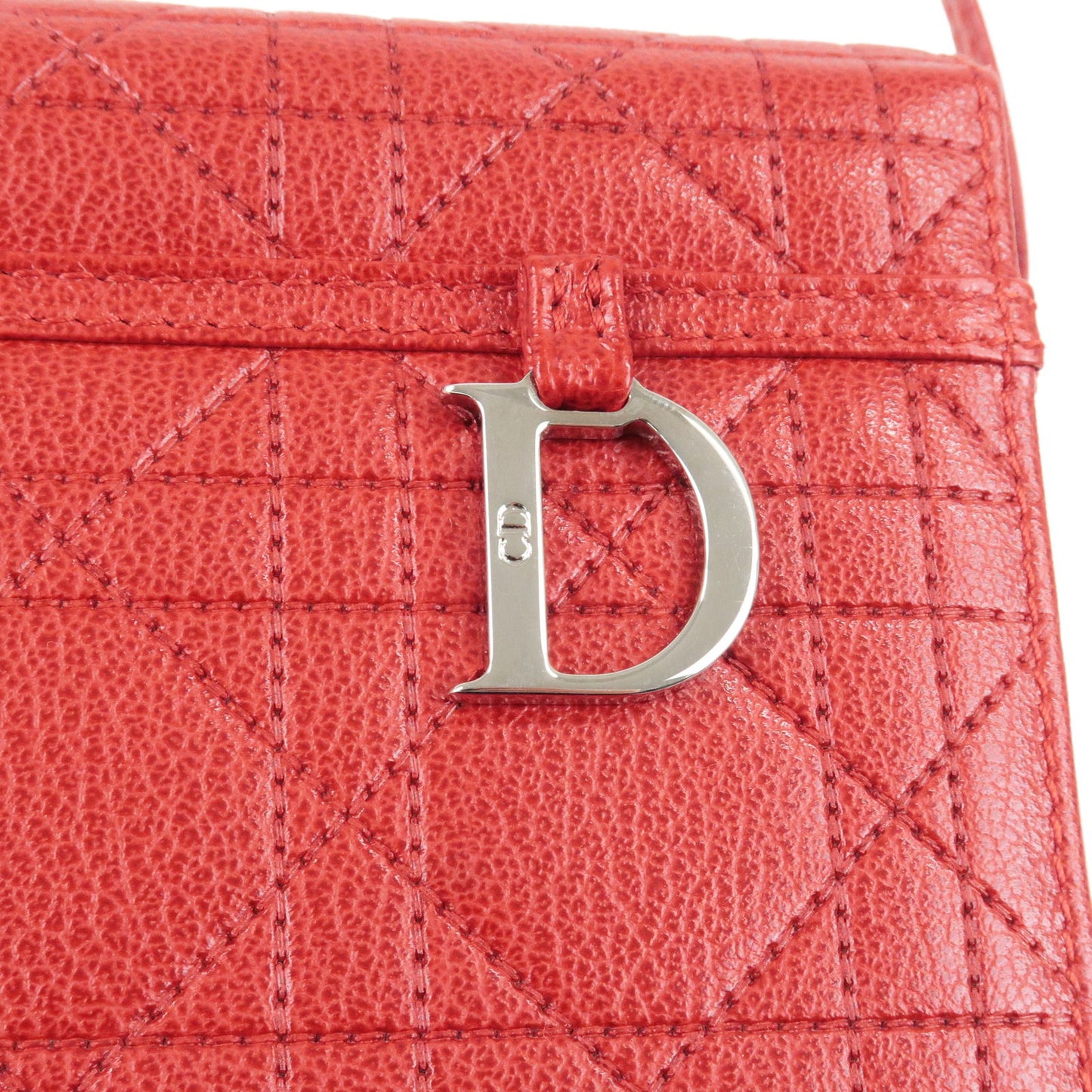 Christian Dior Cannage Leather Vanity Bag Mini Hand Bag Red