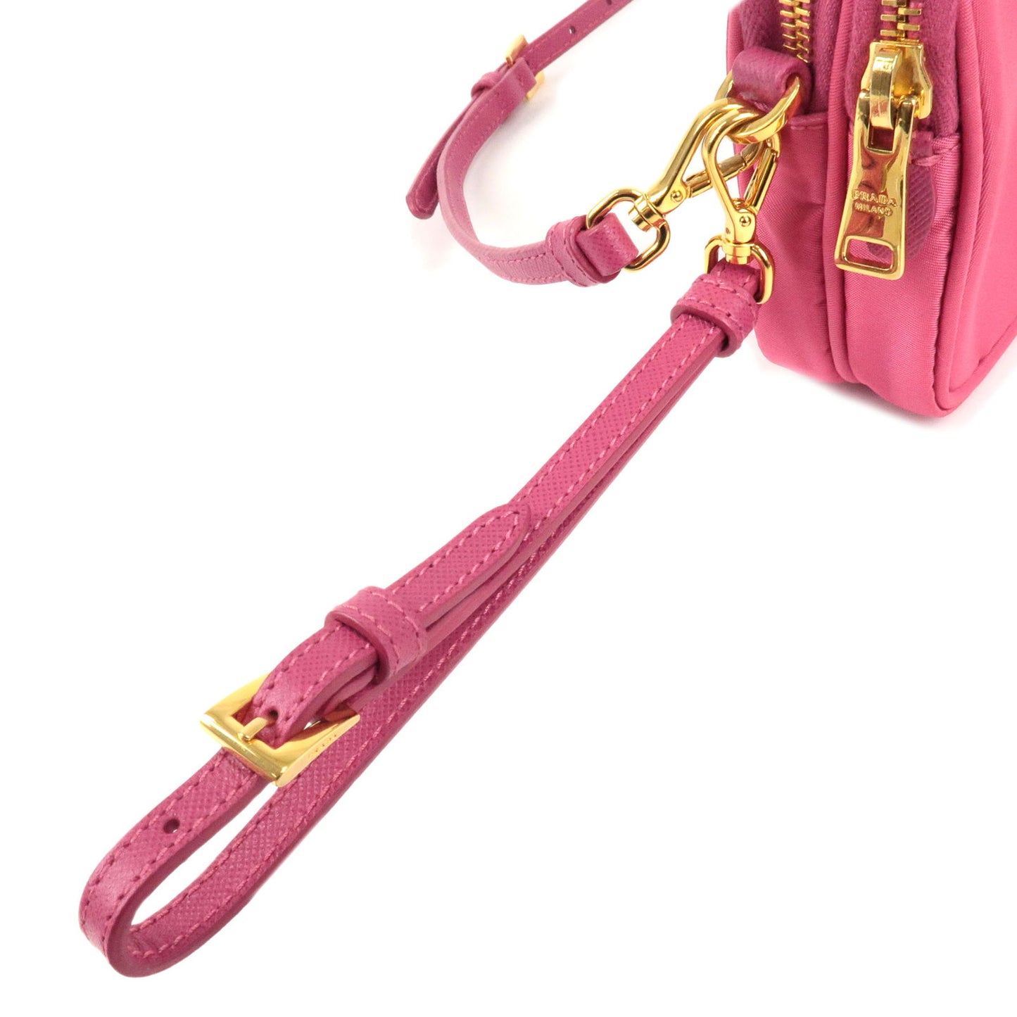 PRADA-Logo-Nylon-Leather-Shoulder-Bag-Mini-Bag-Pink-1N1861 – dct