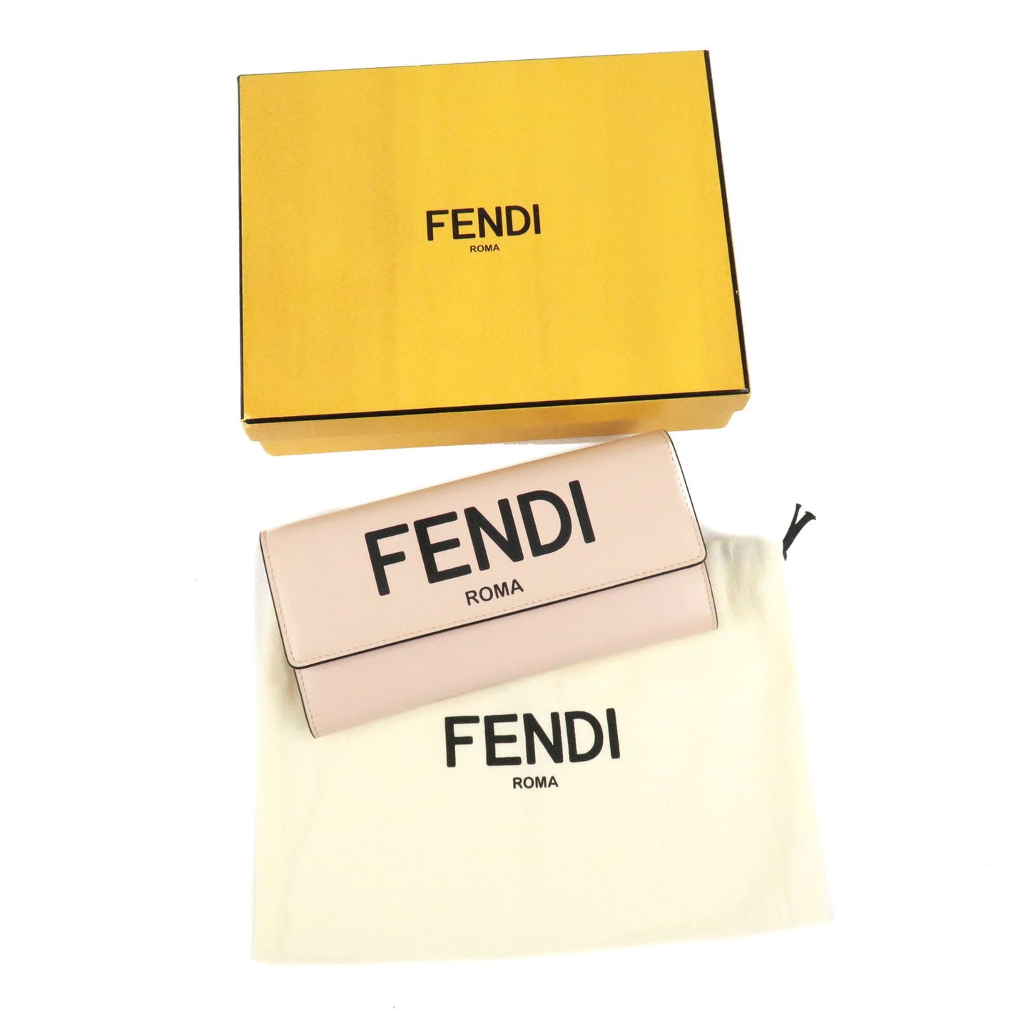 FENDI Leather Chain Wallet WOC Long Wallet Light Pink 8M0365