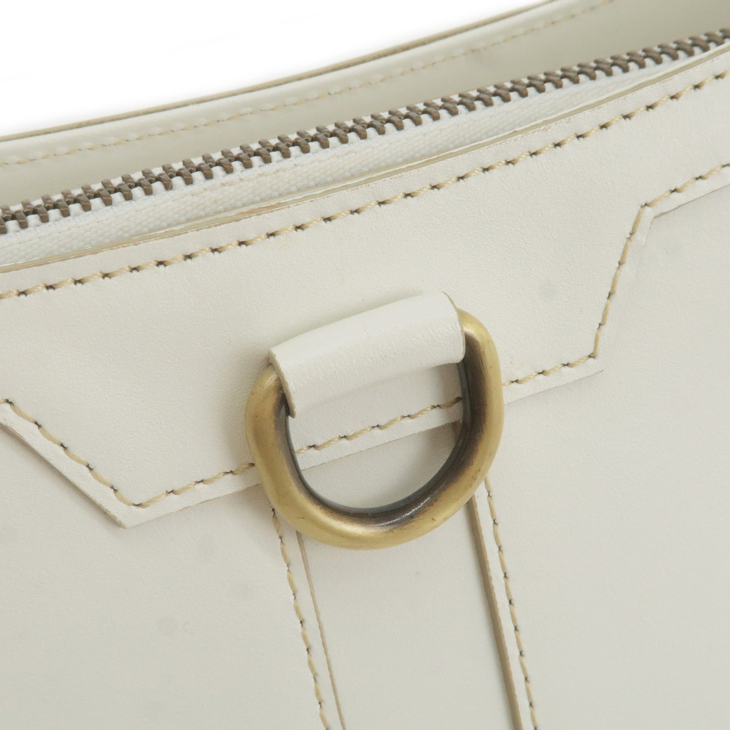 BURBERRY Leather Shoulder Bag Hand Bag Purse White