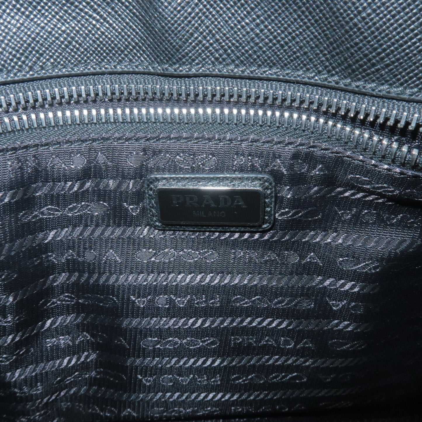 PRADA Logo Leather Second Bag Clutch Bag NERO Black 2NE009