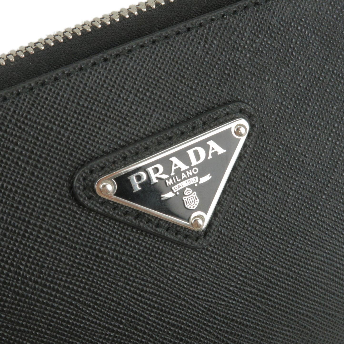 PRADA Logo Leather Second Bag Clutch Bag NERO Black 2NE009