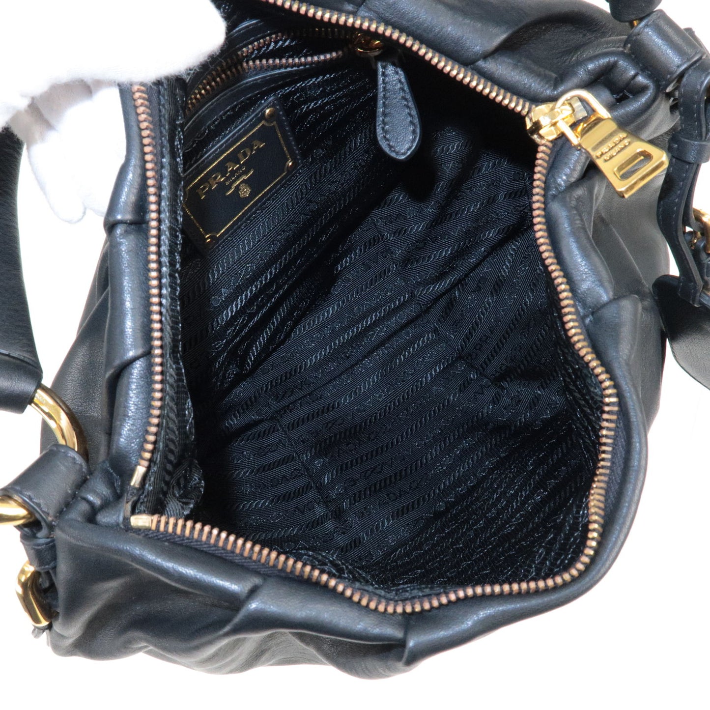 PRADA Calf Leather Shoulder Bag Hand Bag NERO Black BR4070