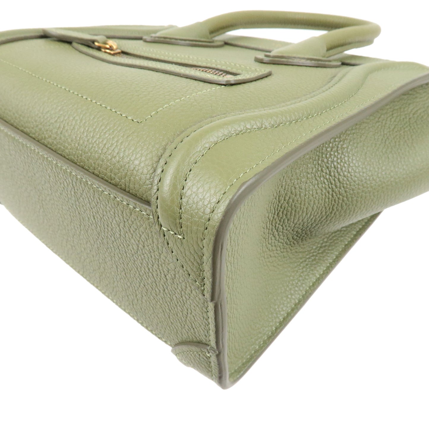 CELINE Luggage Nano Shopper Leather 2Way Bag Green 189243