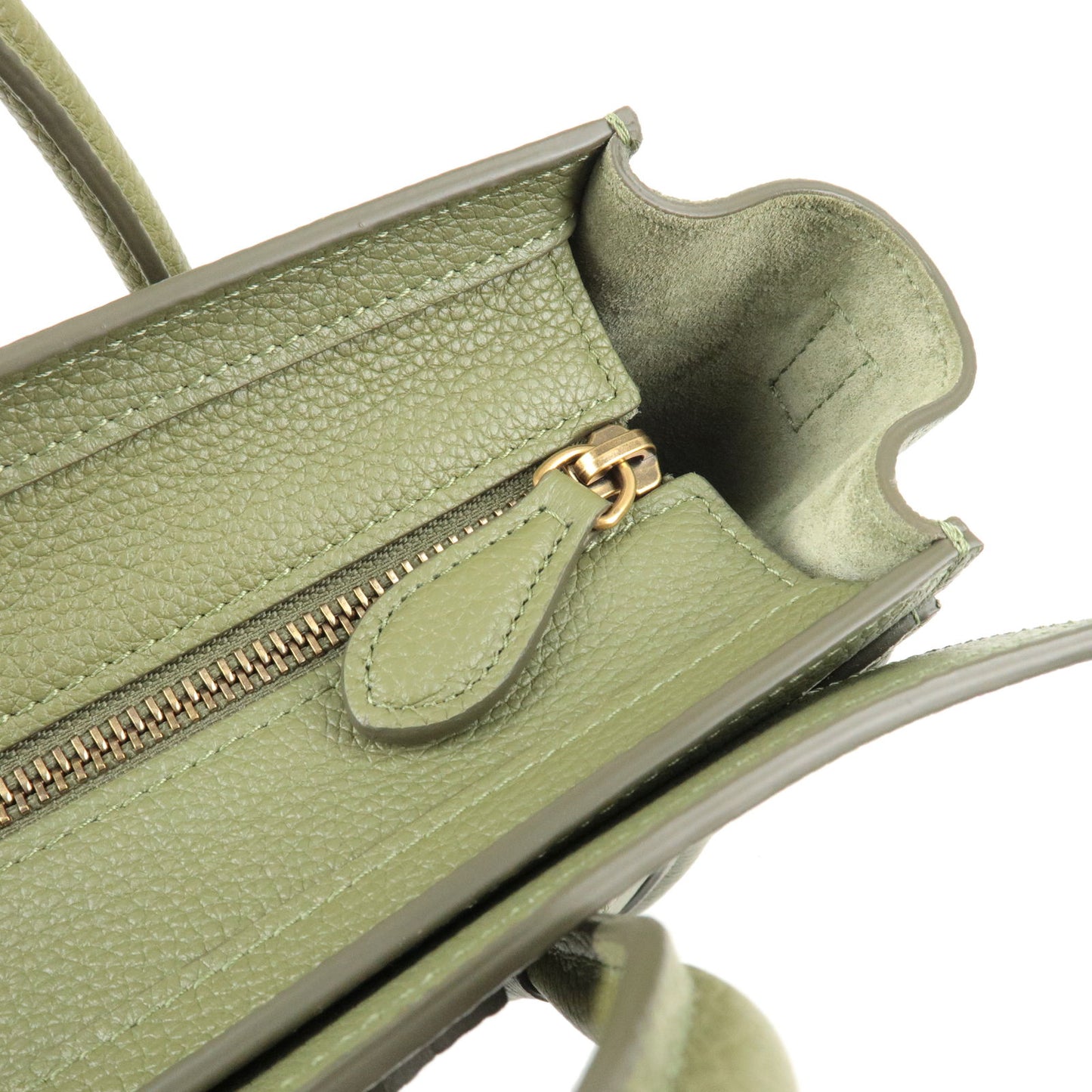 CELINE Luggage Nano Shopper Leather 2Way Bag Green 189243
