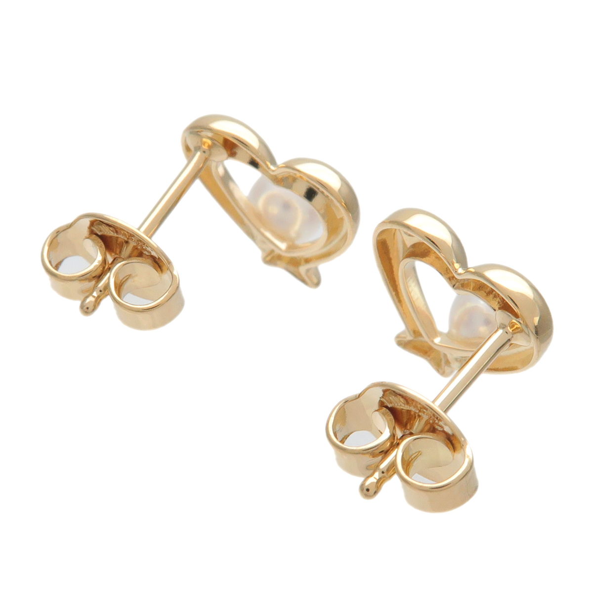 MIKIMOTO-Pearl-4.0mm-Heart-Earrings-K18YG-750YG-Yellow-Gold