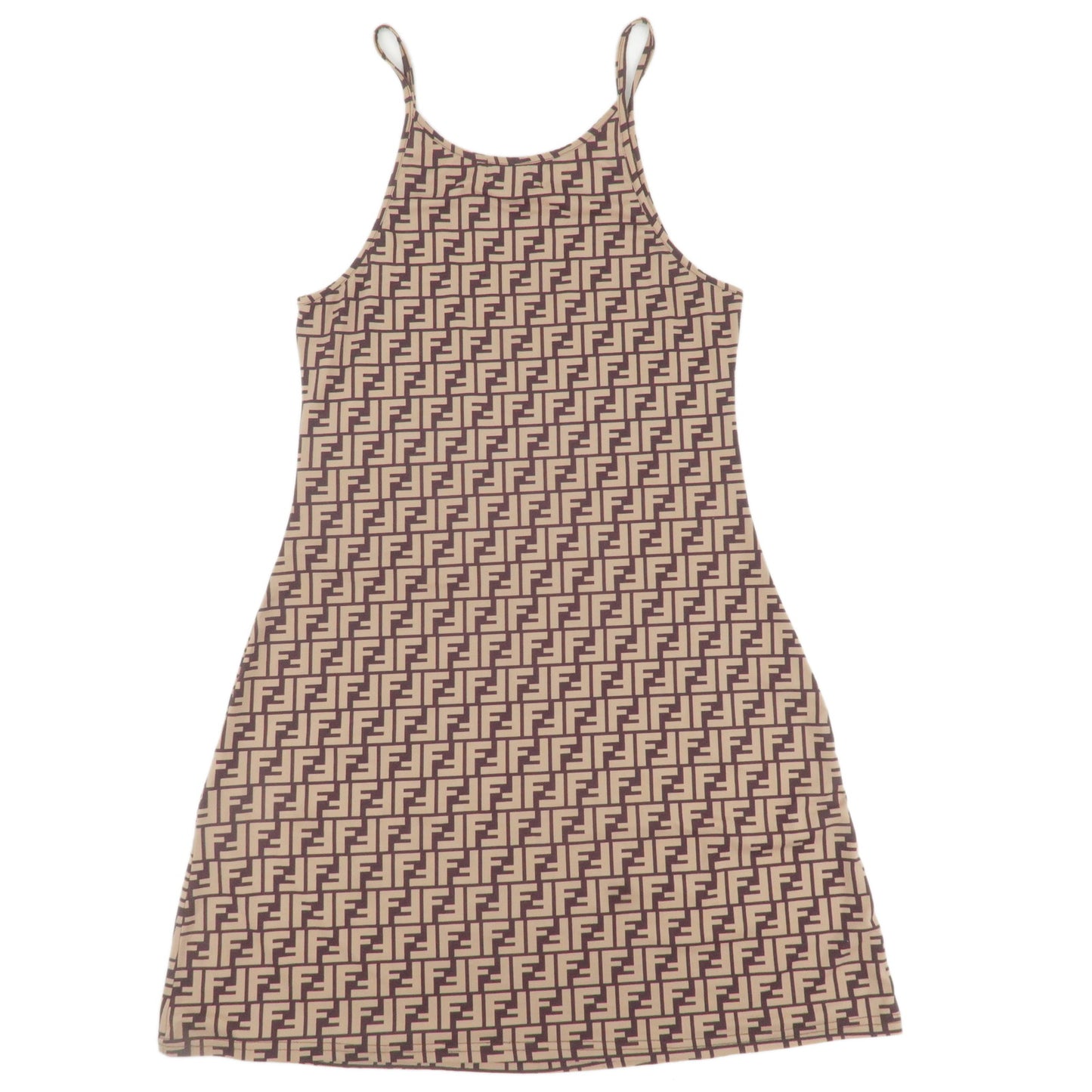 FENDI Zucca Dress Cotton Spandex Size 38 Beige Brown