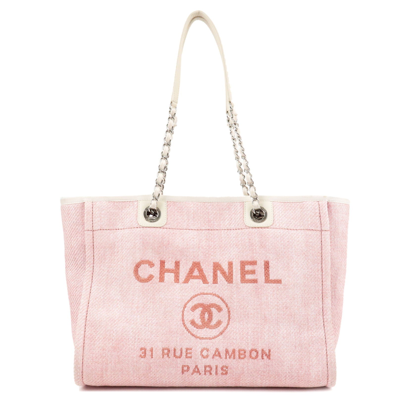 Chanel Pink Canvas and Leather Large Deauville Shopper Tote Chanel