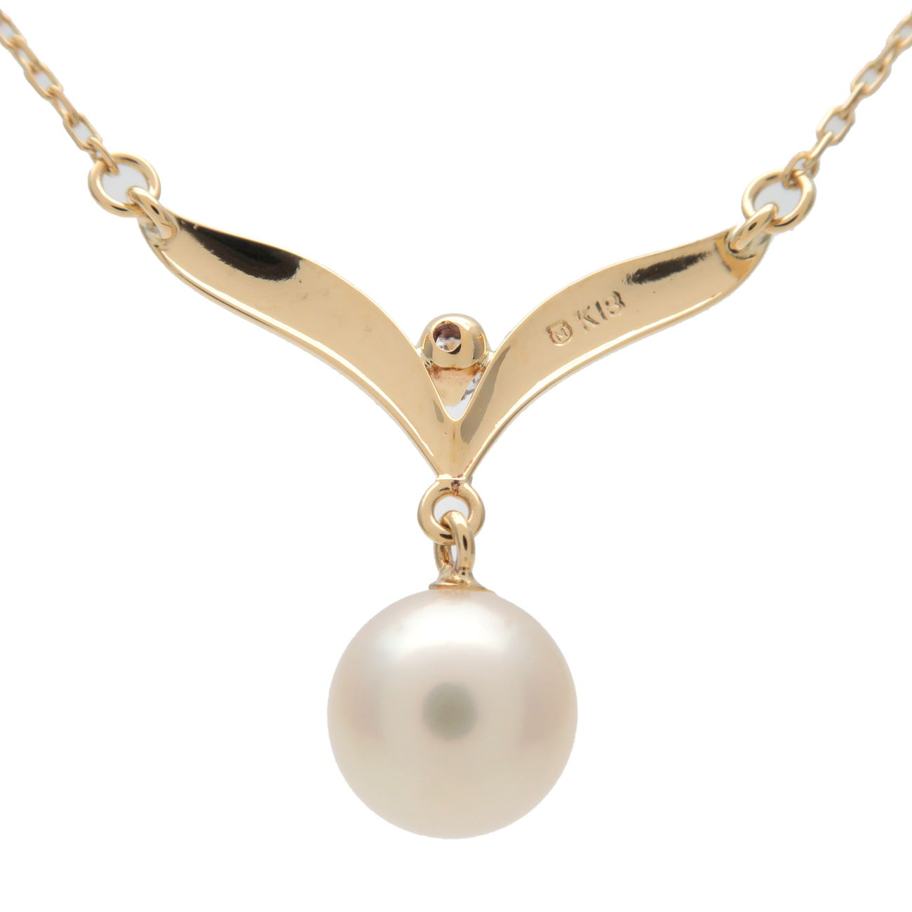 MIKIMOTO Pearl Diamond Necklace K18YG 750 Yellow Gold