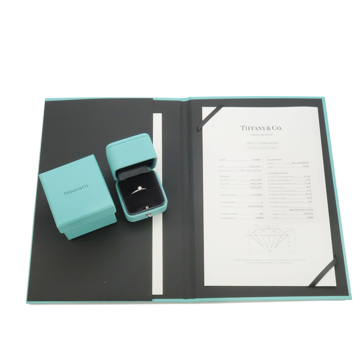 Tiffany&Co. Solitaire Diamond Ring 0.22ct Platinum US7 EU54.5