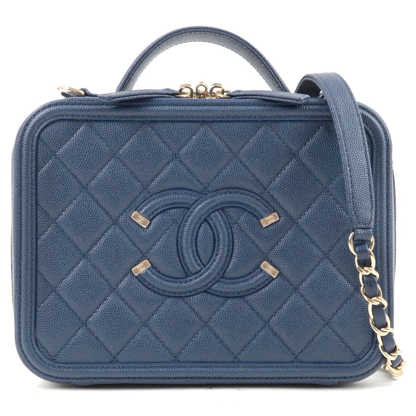 Chanel CC Filigree Vanity Case Bag Grained Calfskin A93343