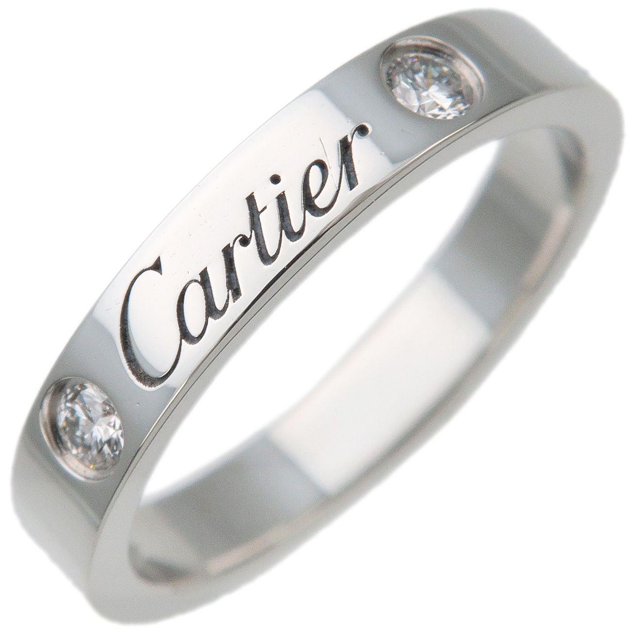 Cartier-Engraved-2P-Diamond-Ring-PT950-#48-US4.5-EU48-HK9.5