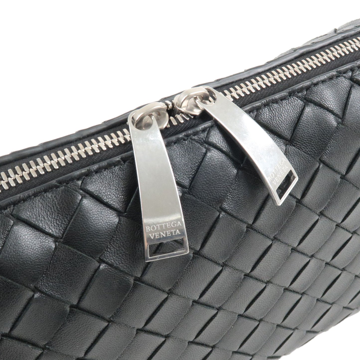 BOTTEGA VENETA Intrecciato Leather Shoulder Bag Black 597329