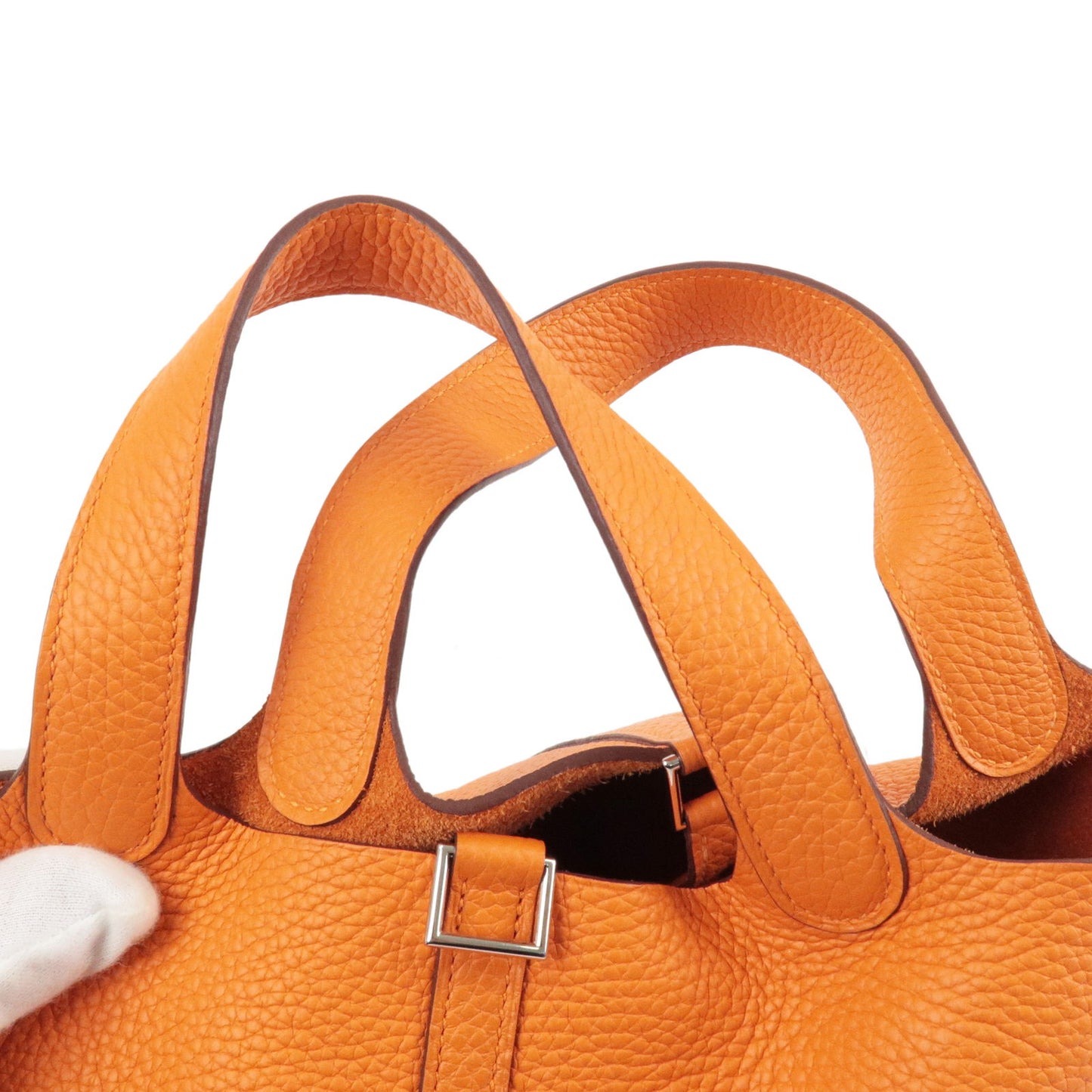 HERMES Taurillon Clemence Picotin Lock PM Hand Bag Q Stamped Feu