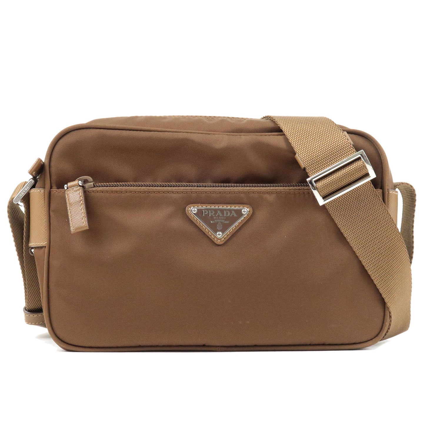 PRADA-Logo-Nylon-Leather-Shoulder-Bag-Crossbody-Bag-Brown-1BC167