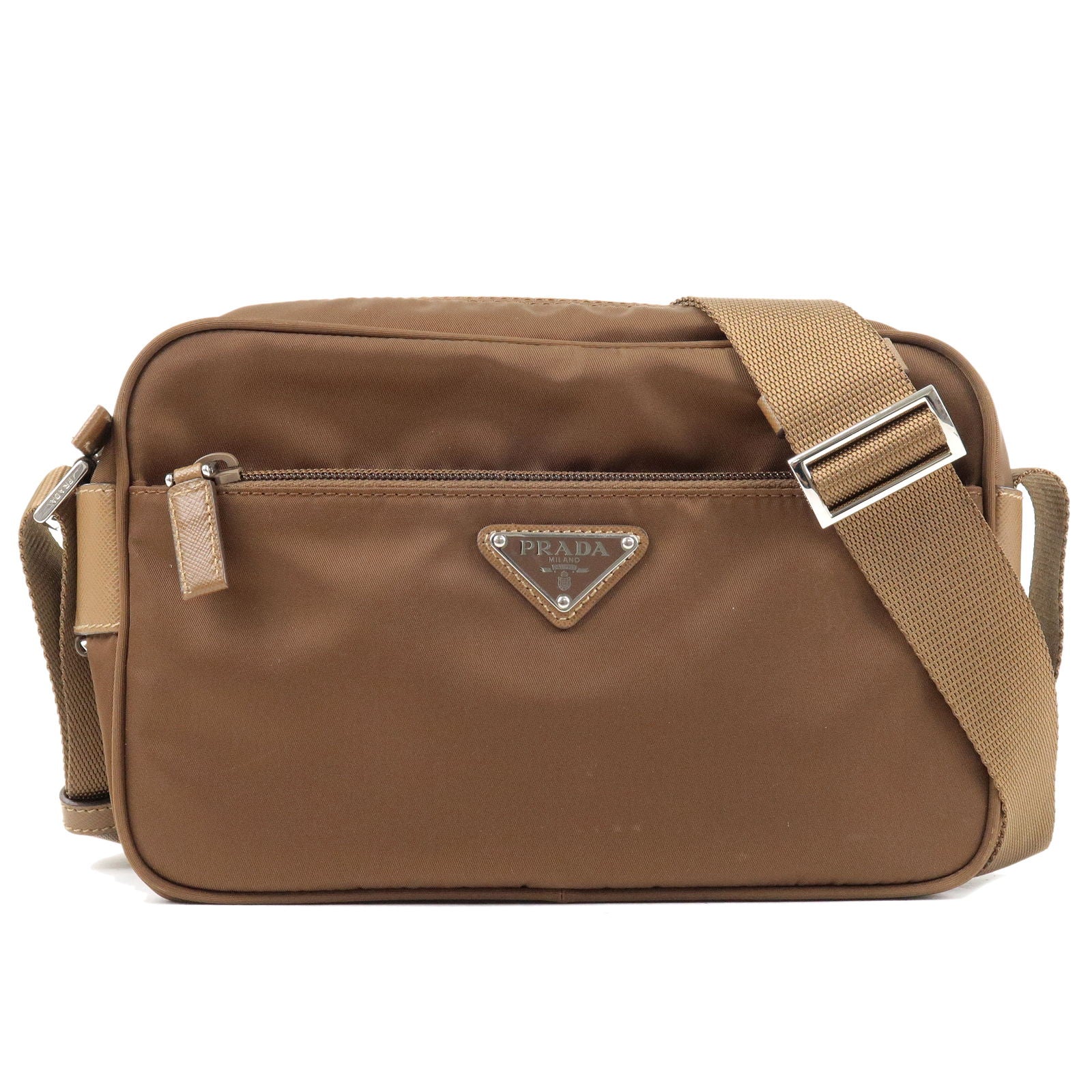 PRADA-Logo-Nylon-Leather-Shoulder-Bag-Crossbody-Bag-Brown-1BC167