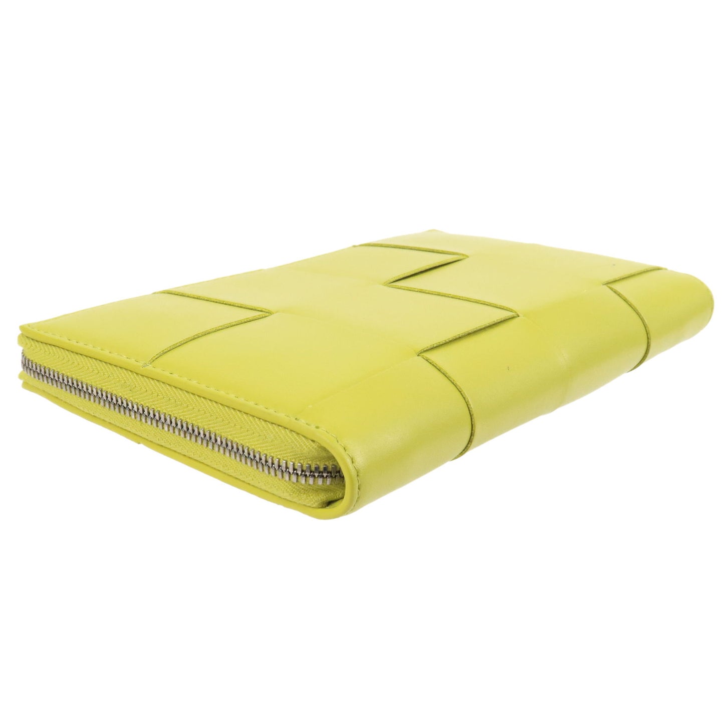 BOTTEGA VENETA Maxi Intrecciato Zippy Wallet Yellow Green 649607