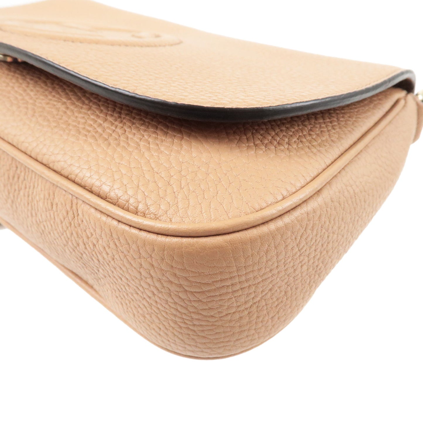 GUCCI SOHO Leather Chain Shoulder Bag Purse Beige 536224