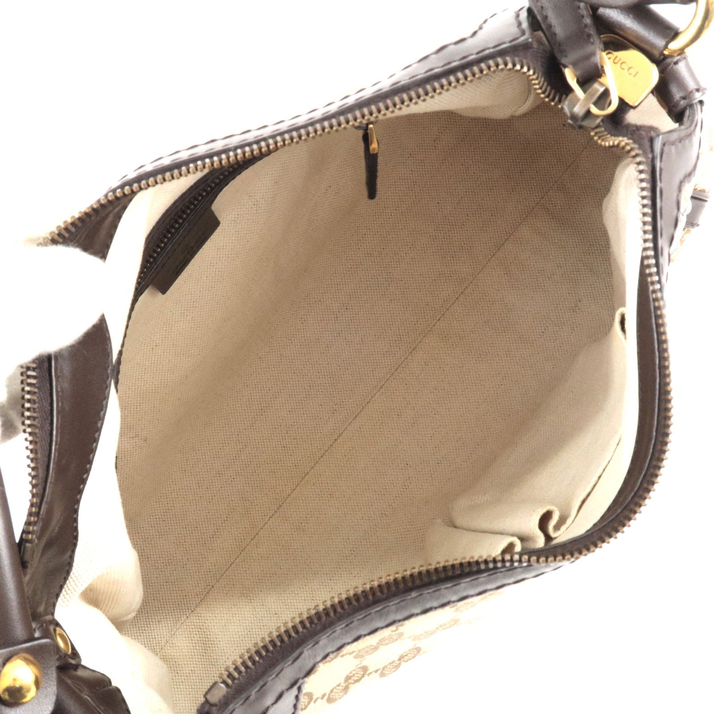 GUCCI Scarlett GG Canvas Leather Shoulder Bag Beige Brown 282298