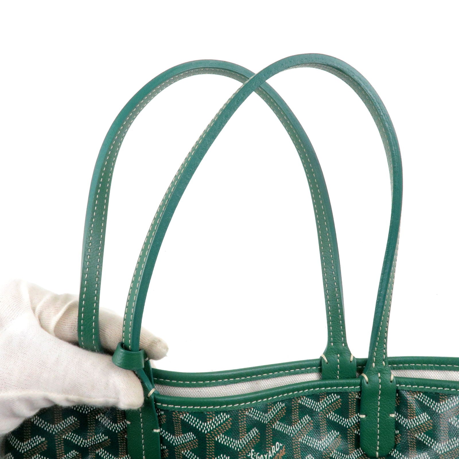 GOYARD Plumet Pochette Non-Strap Shoulder Bag PVC Leather Green Used F/S  Japan